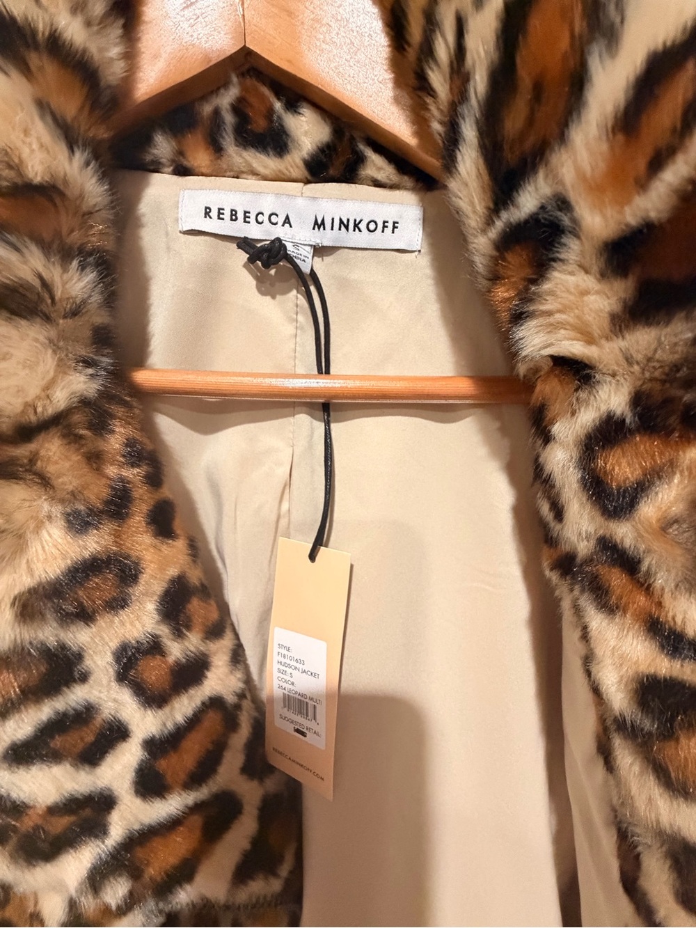 Rebecca Minkoff S Hudson Faux Fur Moto Jacket Leopard Print - Picture 2 of 6